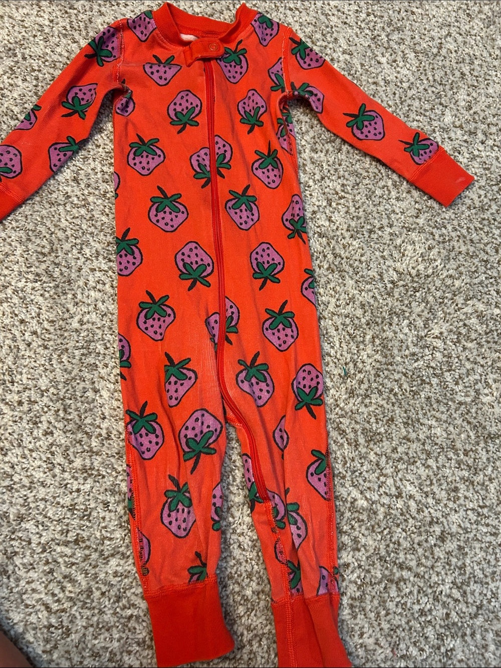 Hanna Andersson Strawberry Print Footie Pajamas